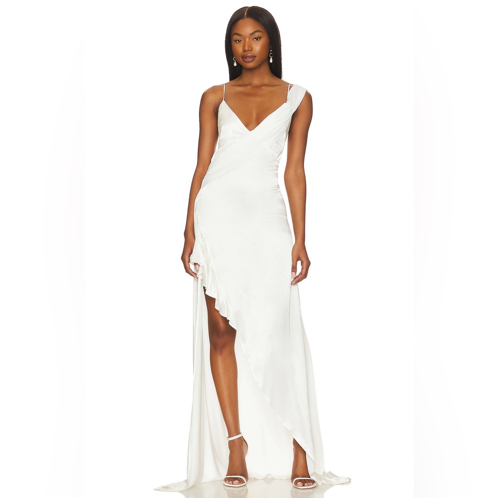 Nwt For Love & Lemons James White Satin Maxi Dress Size Large Bridal Wedding